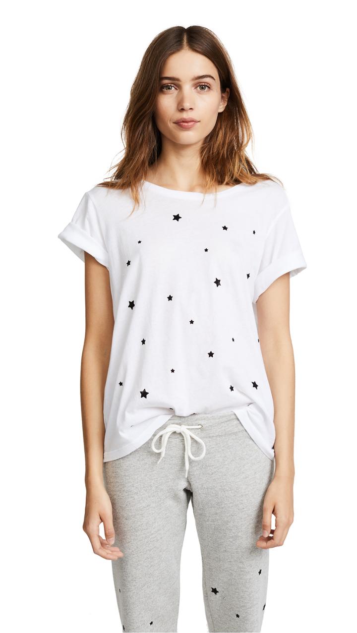 Monrow Stardust Flocking Crew Tee