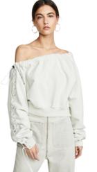 Unravel Project Asymmetric Neckline Lace Up Sweatshirt