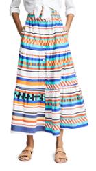 Mds Stripes Tiered Button Front Prairie Skirt