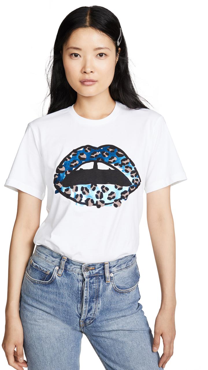 Markus Lupfer Anna Metallic Leopard Lip Tee