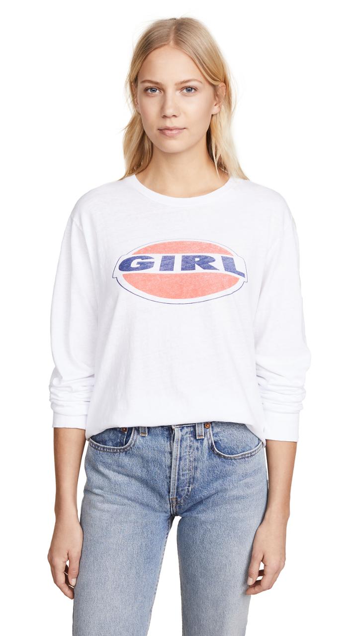 Re Done Long Sleeve Tee With Girl Graphic