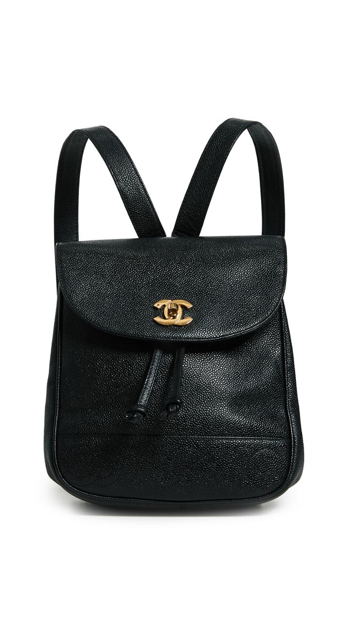What Goes Around Comes Around Chanel Black Caviar 3cc Medium Backpack
