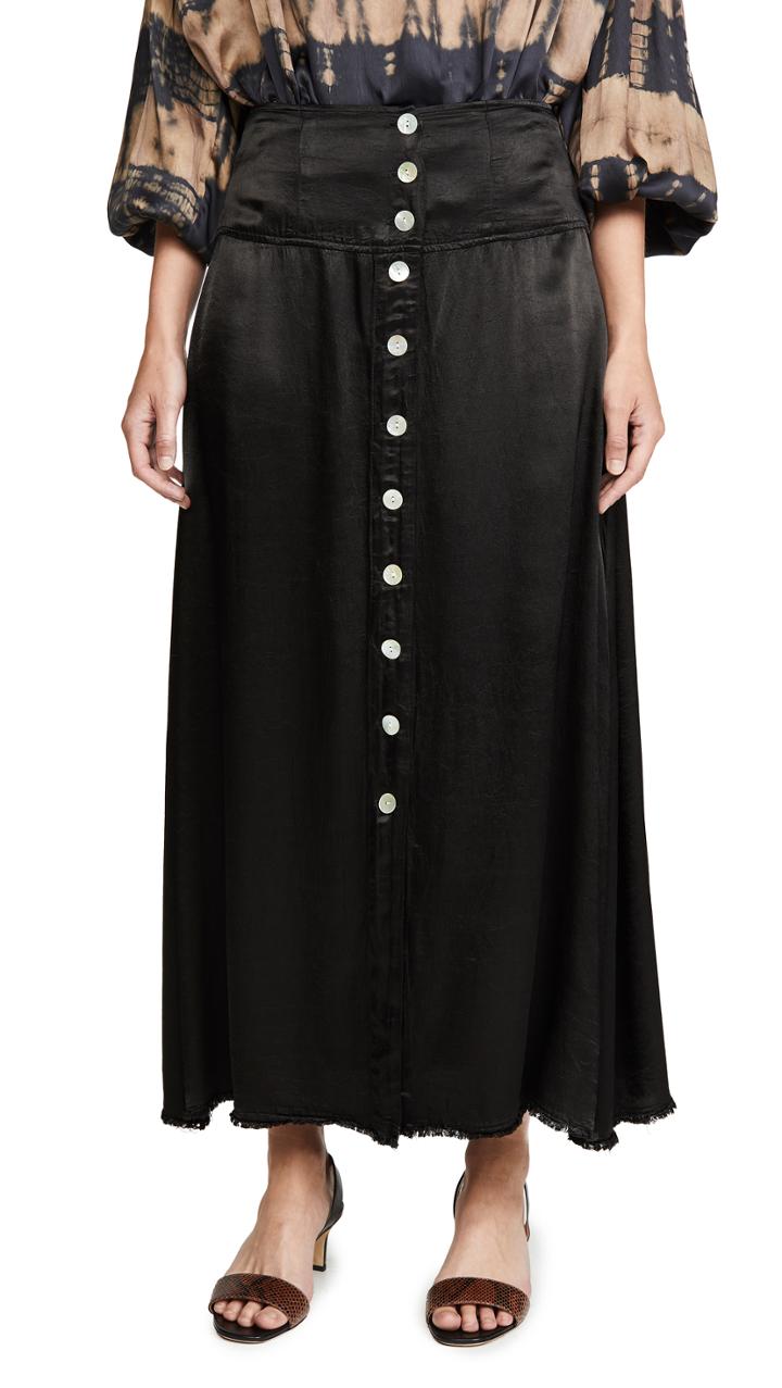 Raquel Allegra Button Front Skirt
