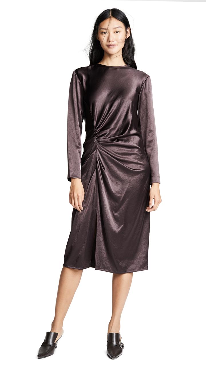 Helmut Lang Crinkle Long Sleeve Dress