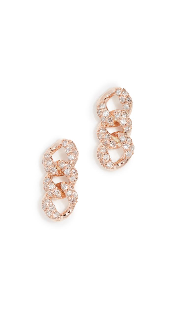 Shay 18k Essential Pave Link Stud Earrings