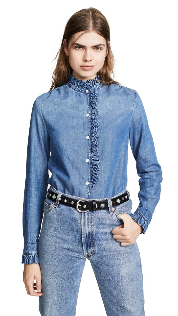 Frame Ruffle Denim Shirt