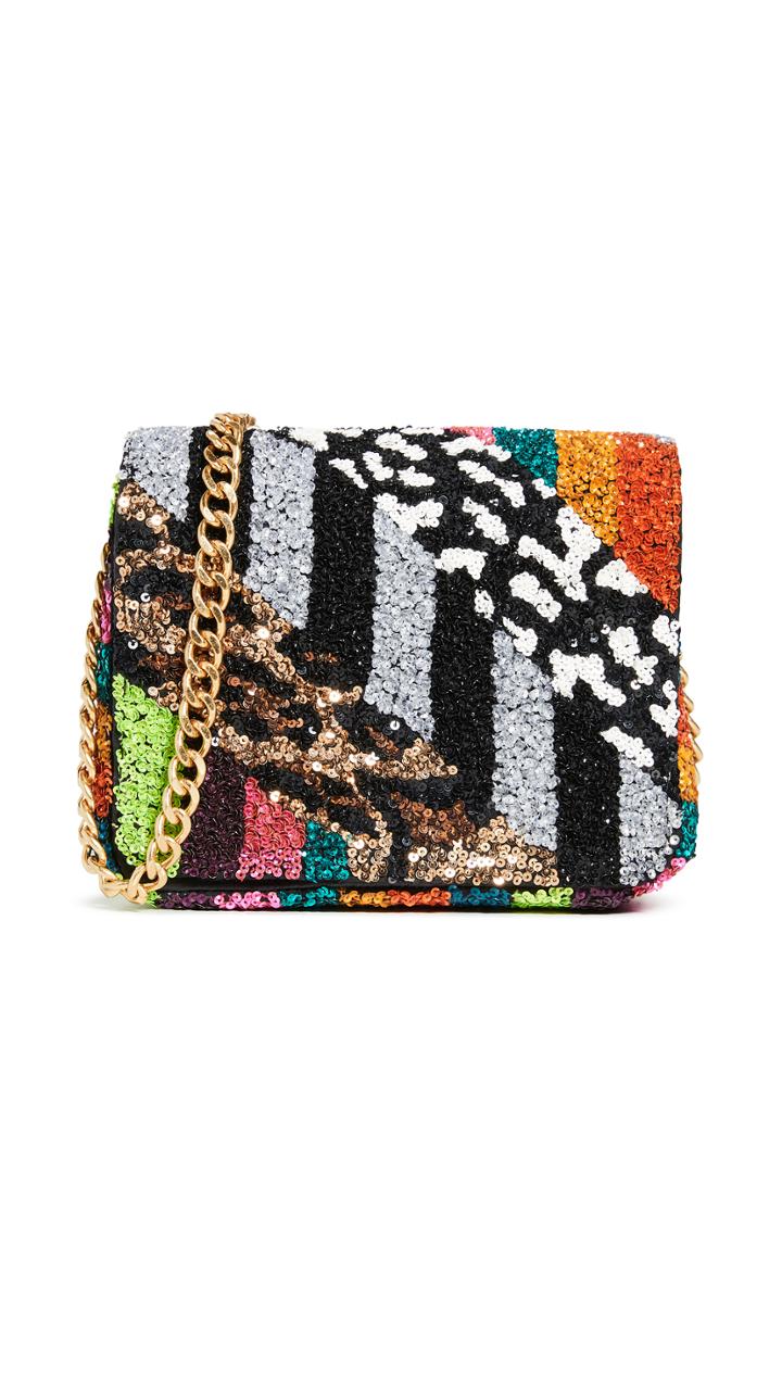 Alice Olivia Faye Embellished Square Flap Bag