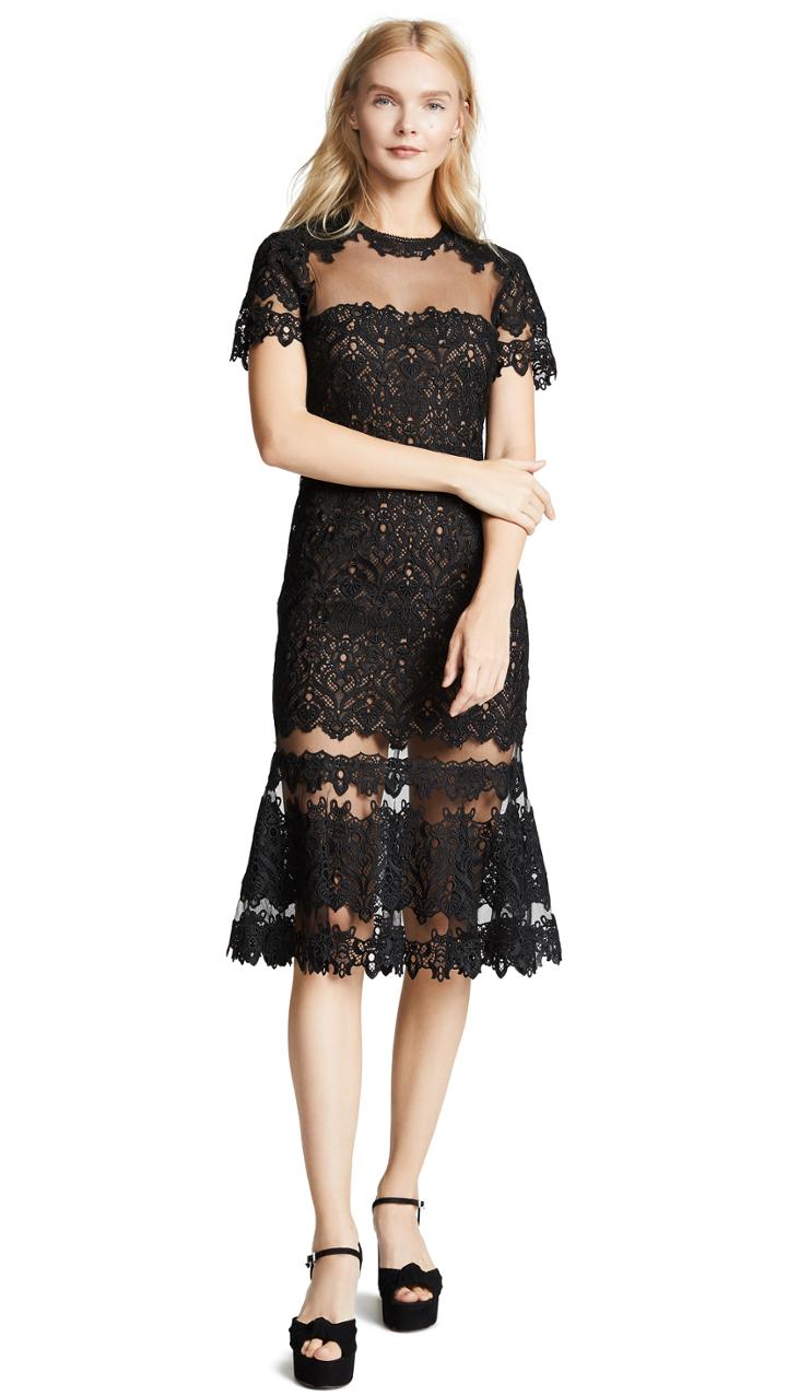 Jonathan Simkhai Guipure Lace Sheer Ruffle Dress