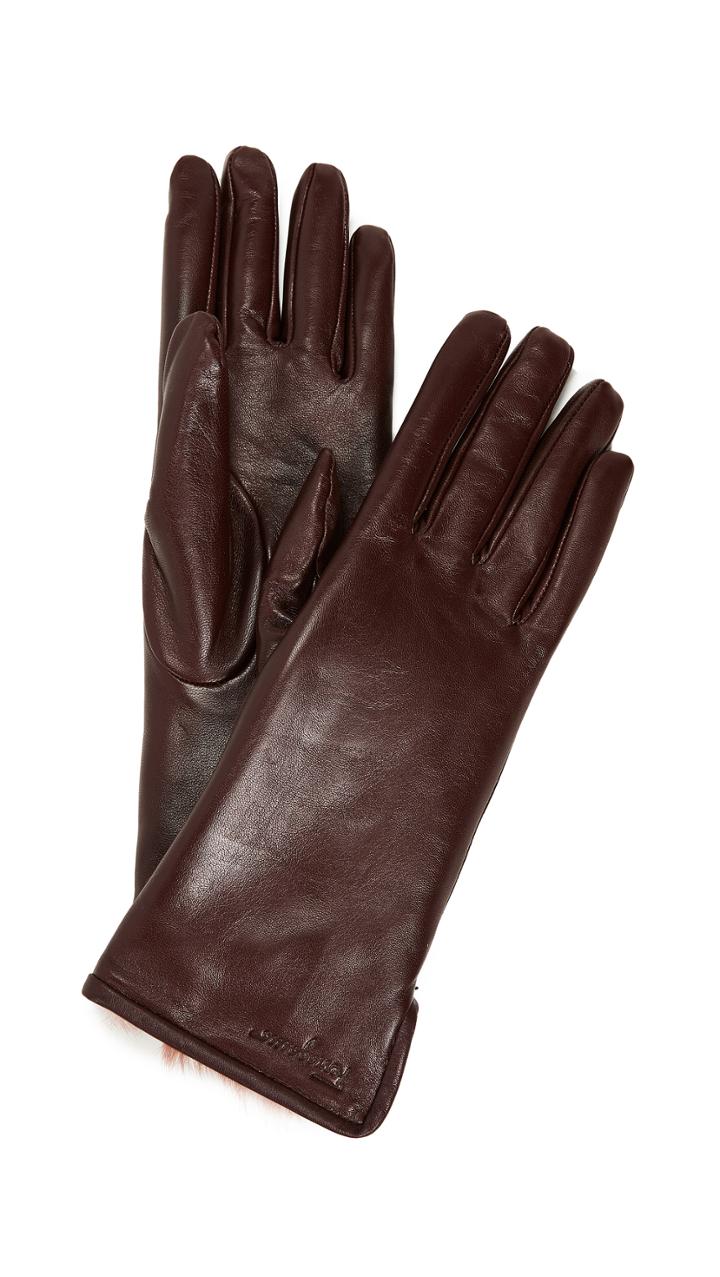 Salvatore Ferragamo Leather Fur Gloves