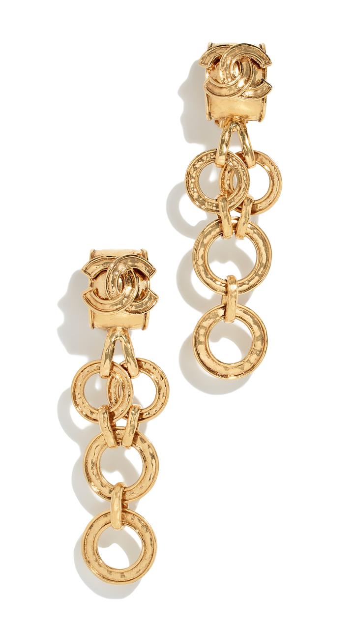What Goes Around Comes Around Chanel Cc Linked Dangle Earrings