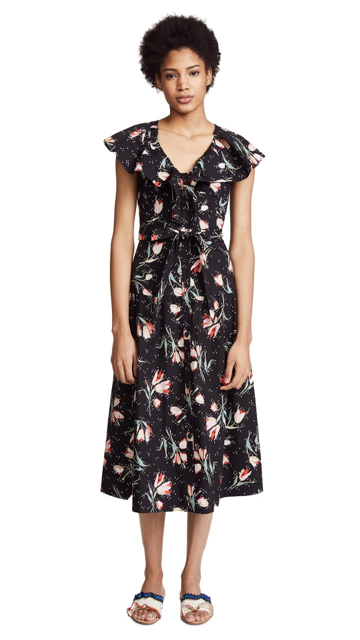 Rebecca Taylor Sleeveless Ikat Midi Dress