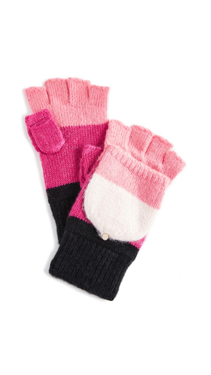 Kate Spade New York Brushed Colorblock Pop Top Mittens