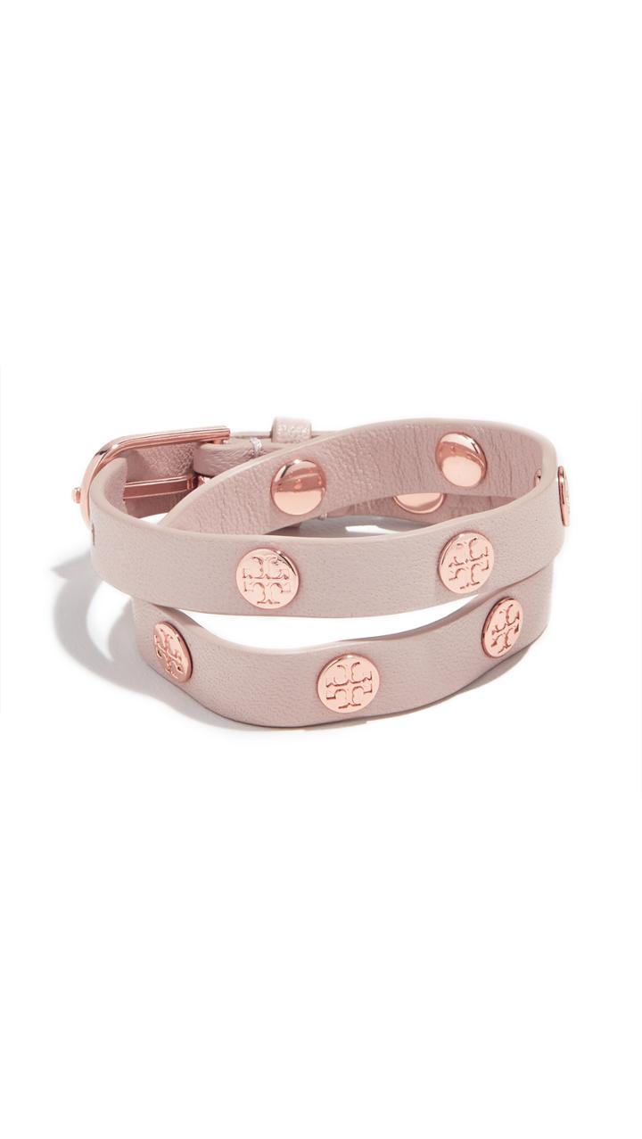 Tory Burch Double Wrap Logo Stud Bracelet