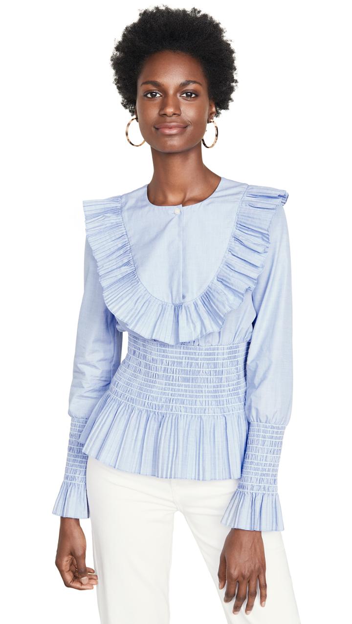 Tory Burch Smocked Cotton Top