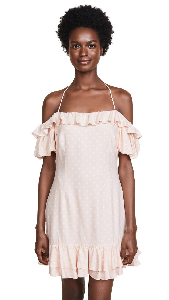 Wayf Tasha Off Shoulder Halter Mini Dress