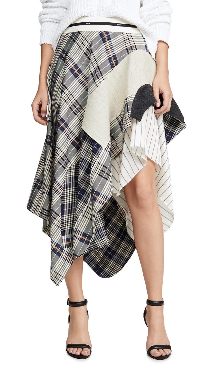 Monse Draped Plaid Jacket Skirt
