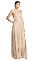 Divine Heritage Crystal Mesh Deep V Neck Gown