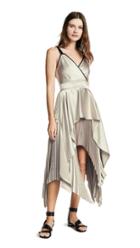 Yigal Azrouel Textured V Neck Pleat Dress
