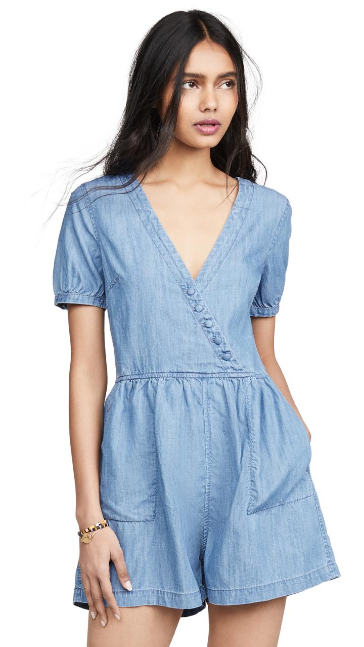 Madewell Denim Wrap Retro Romper