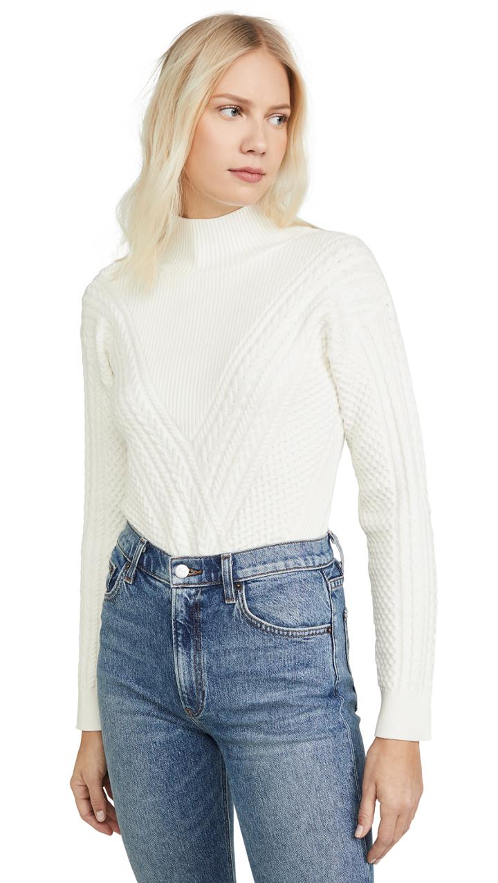 Club Monaco Cable Front Turtleneck Sweater