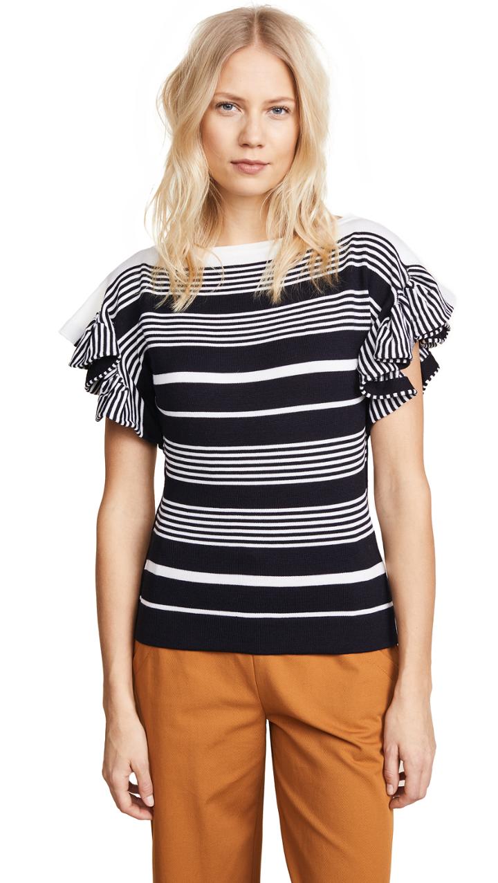 Jason Wu Grey Ruffle Sleeve Knit Top