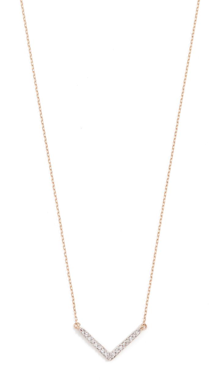 Adina Reyter 14k Gold Tiny Pave V Necklace