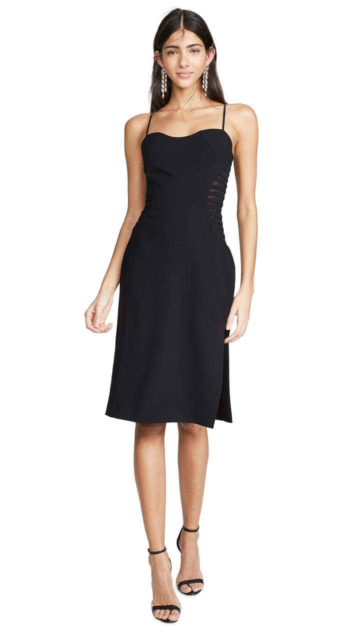 Halston Heritage Sleeveless Dress With Strip Applique