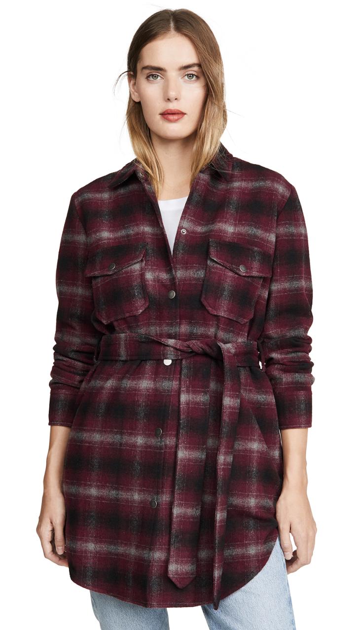 Bb Dakota Belted Plaid Coat