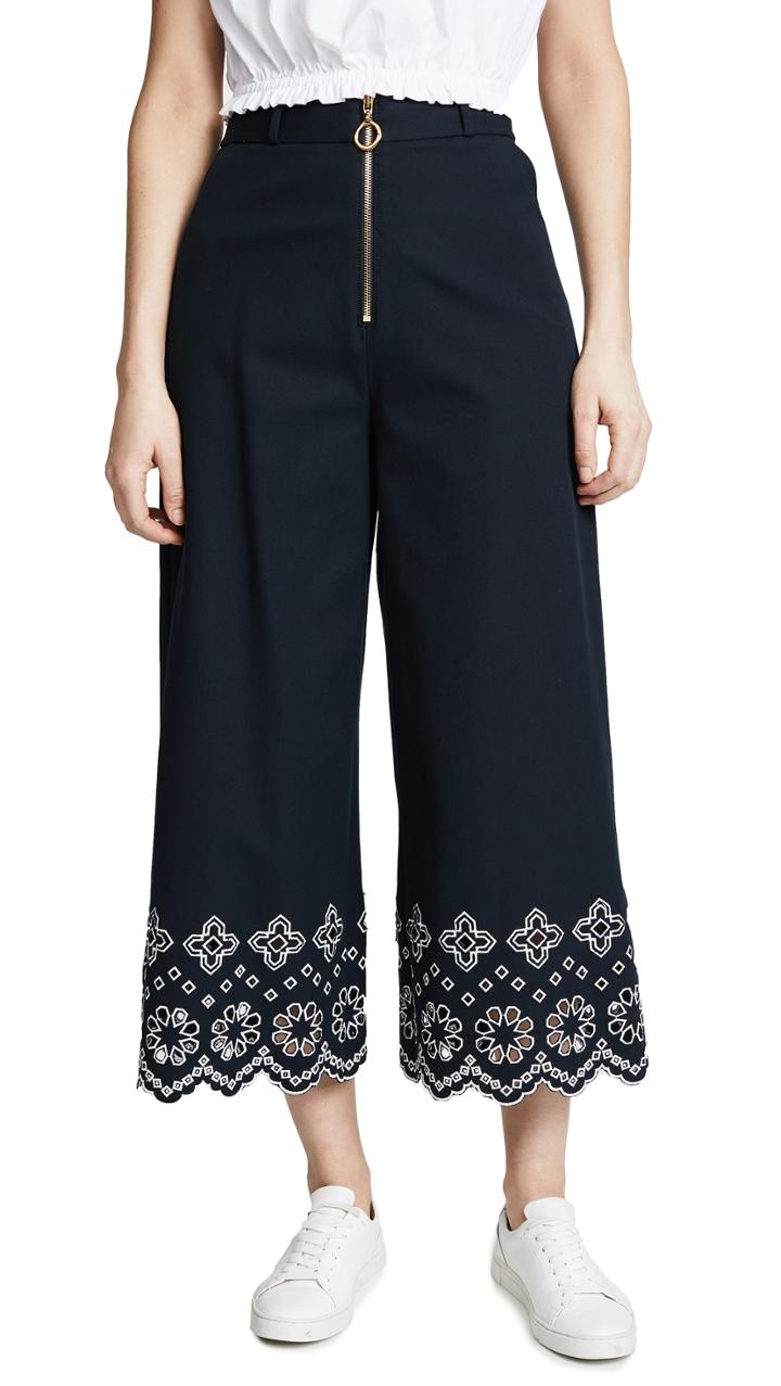 Derek Lam 10 Crosby Wide Leg Pants With Eyelet