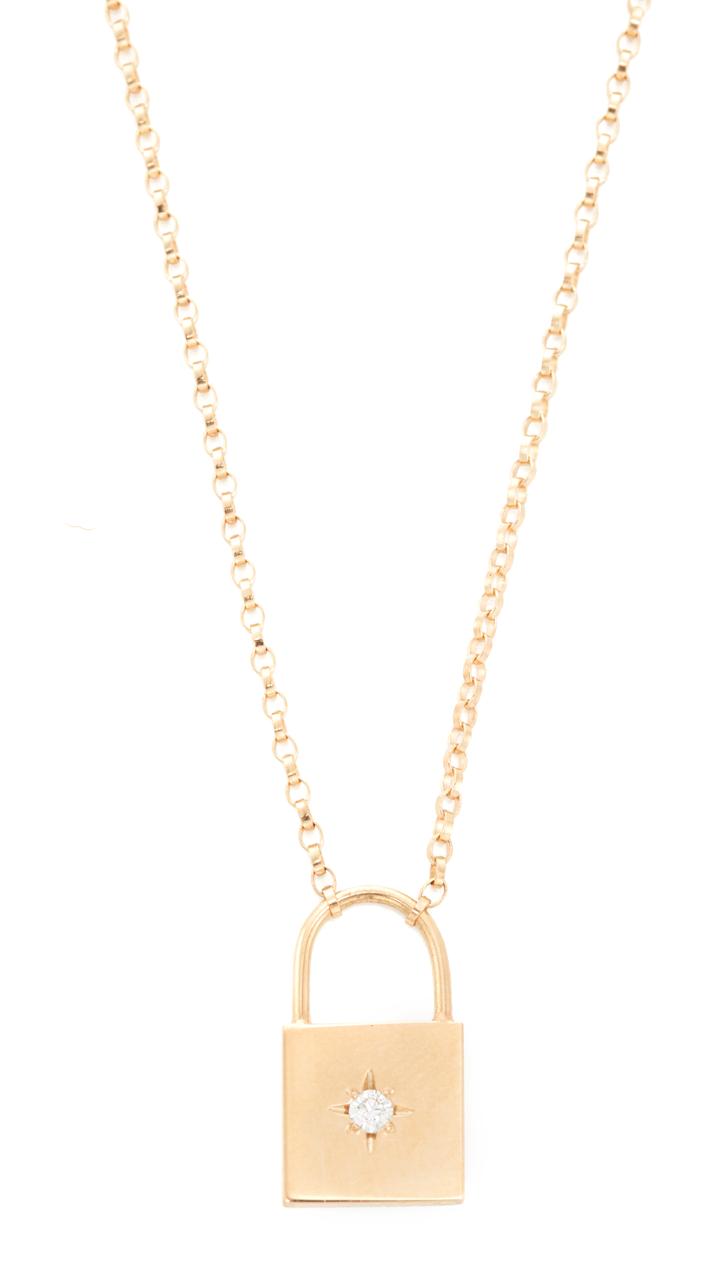 Zoe Chicco 14k Gold Padlock Diamond Necklace