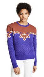 Pushbutton Two Tone Western Sweater