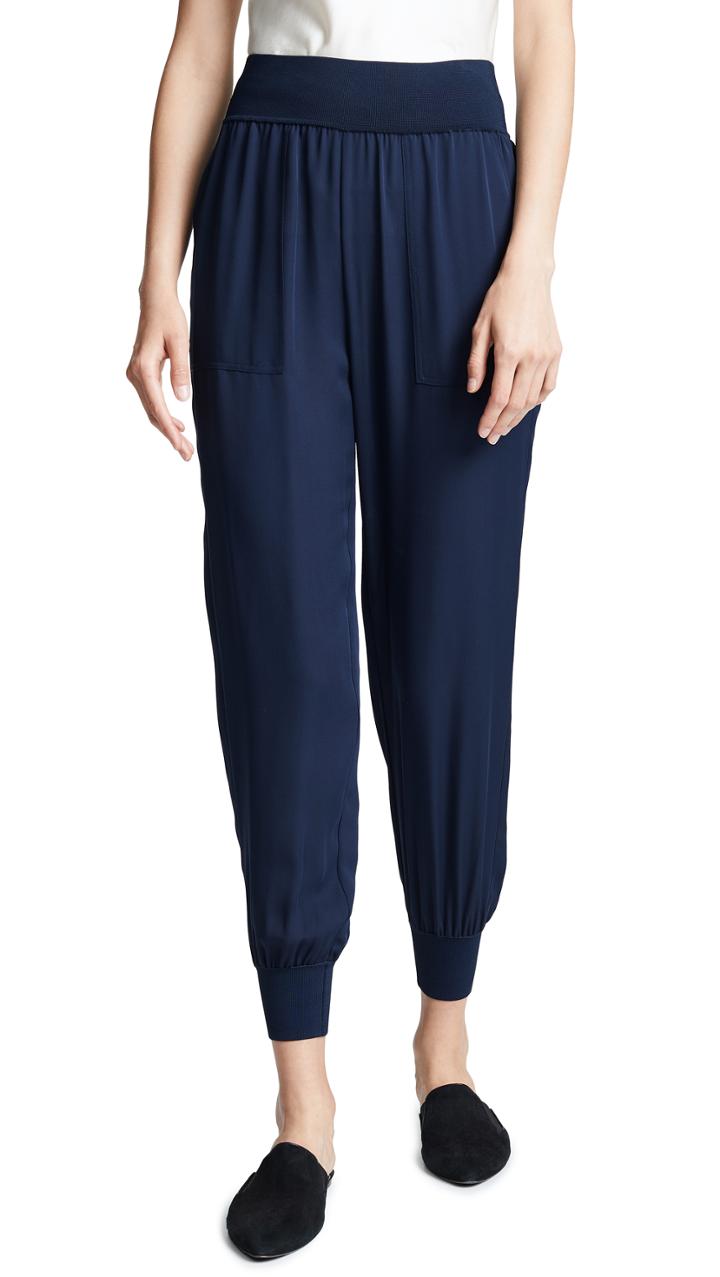 Theory Silk Combo Jogger Pants