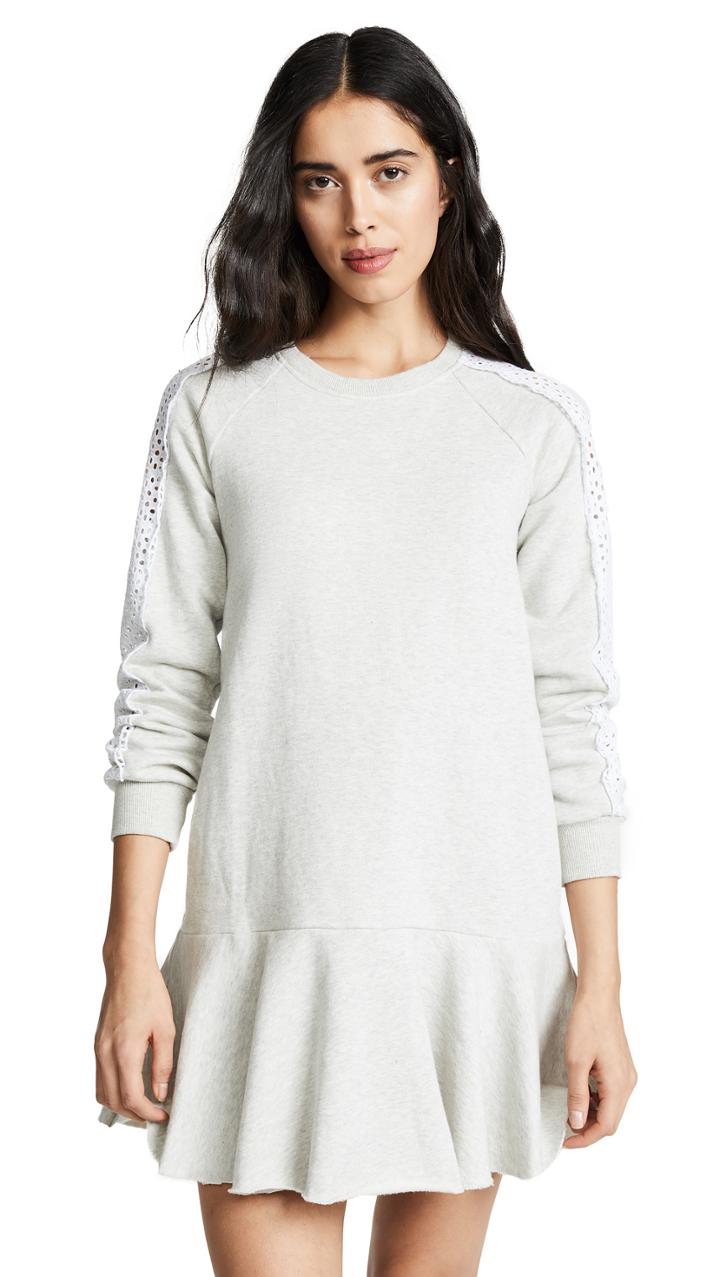 La Vie Rebecca Taylor Long Sleeve Eyelet Fleece Dress
