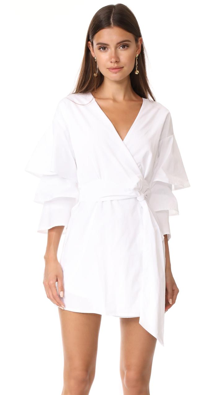 Endless Rose Poplin Wrap Dress With Tiered Bell Sleeves
