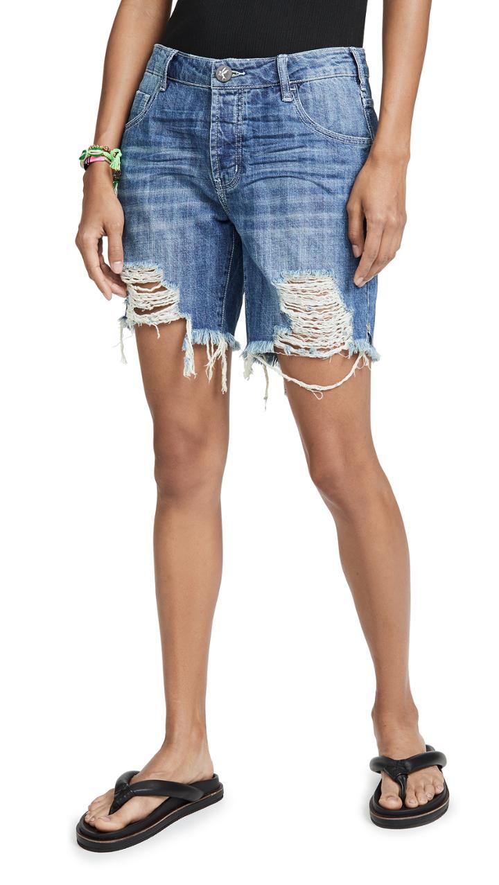 One Teaspoon Rodeo Blue Stevies Low Waist Boyfriend Shorts