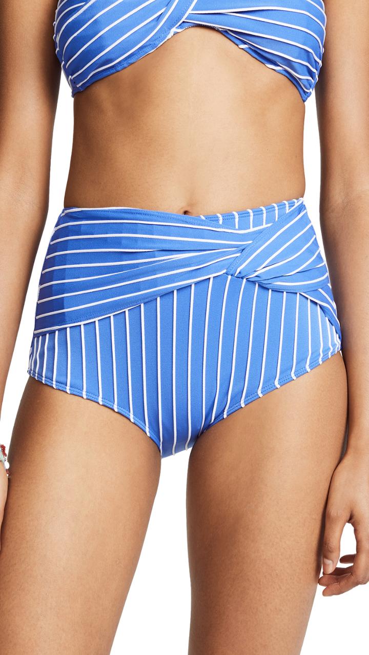 Jonathan Simkhai Striped High Waist Twist Bikini Bottoms