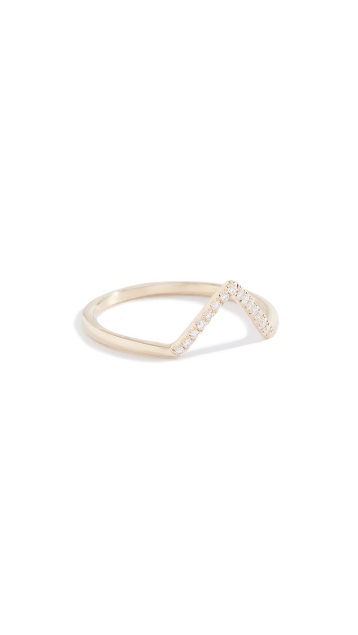 Wwake 14k Micropave Triangle Ring