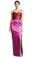 Marchesa Notte Sleeveless Two Tone Stretch Mikado Gown