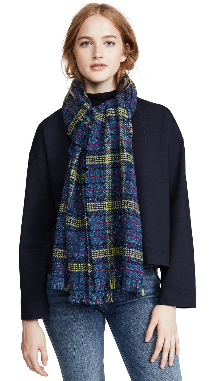 Franco Ferrari Plaid Metallic Scarf