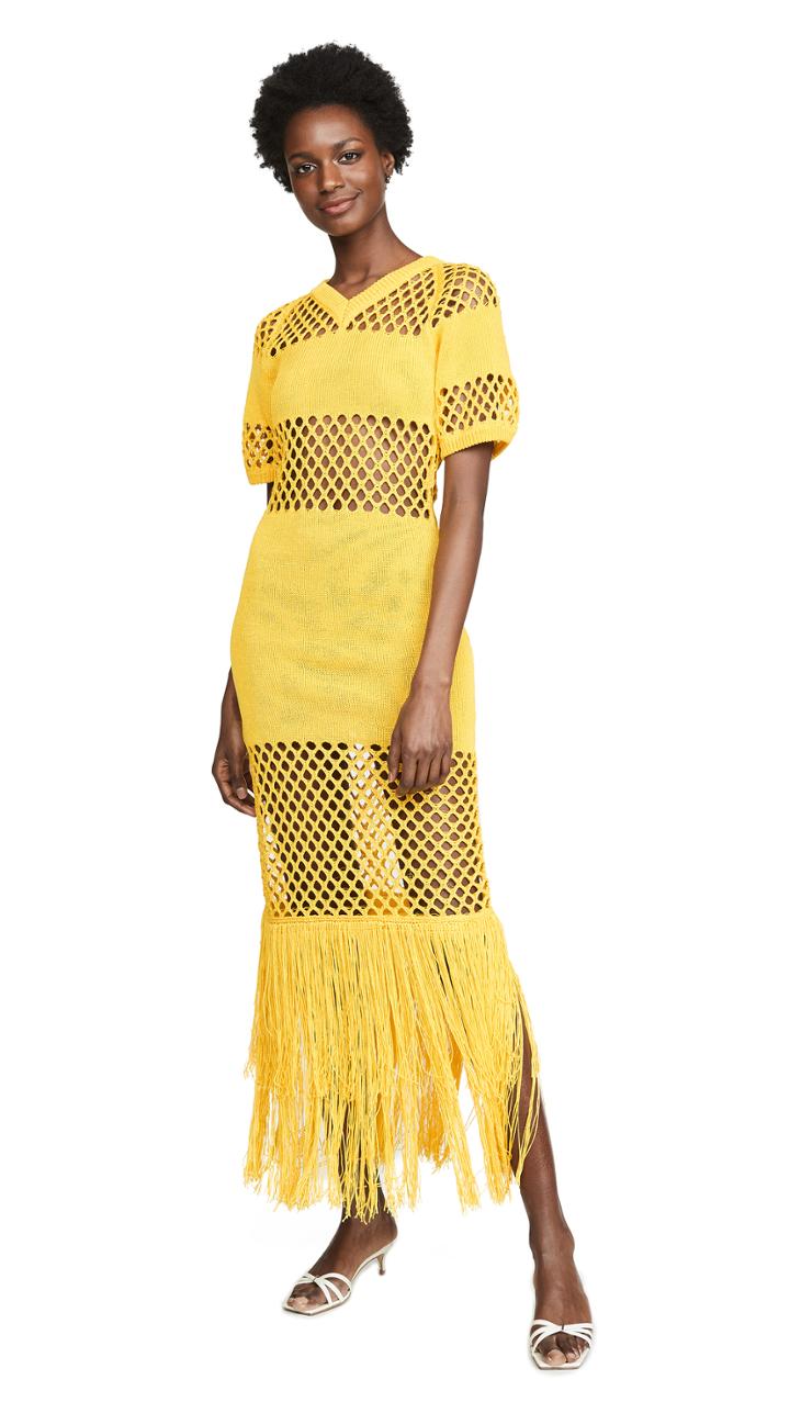 Sonia Rykiel Fishnet V Neck Dress
