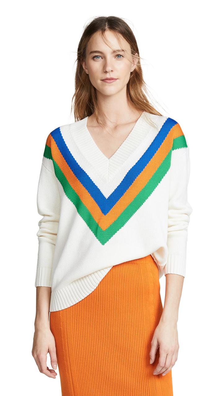 Tory Burch Color Block V Sweater