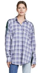 Pushbutton Plaid Button Down Shirt With Fringe Back