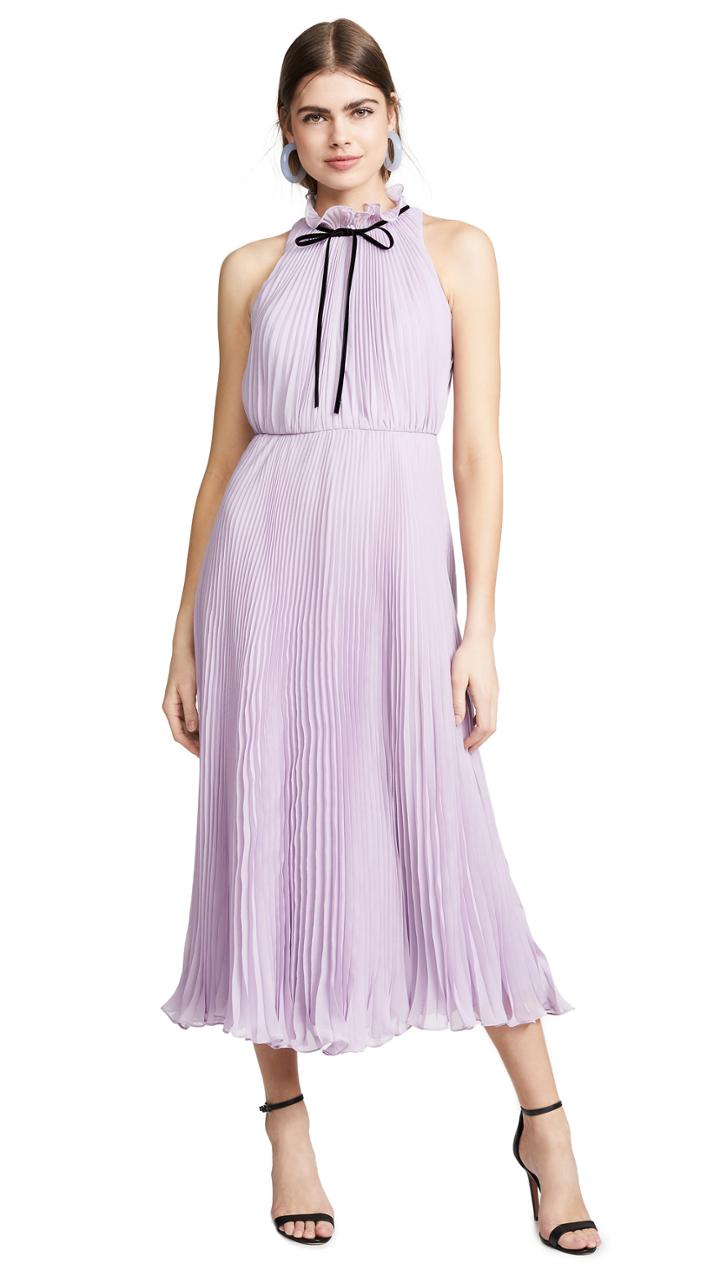 Jill Jill Stuart Pleated Tie Neck Gown