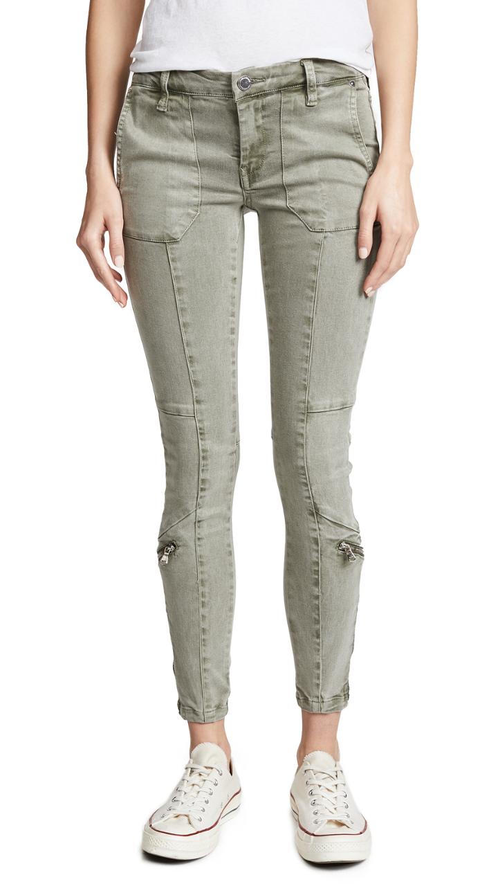 Blank Denim Utility Pants With Zips