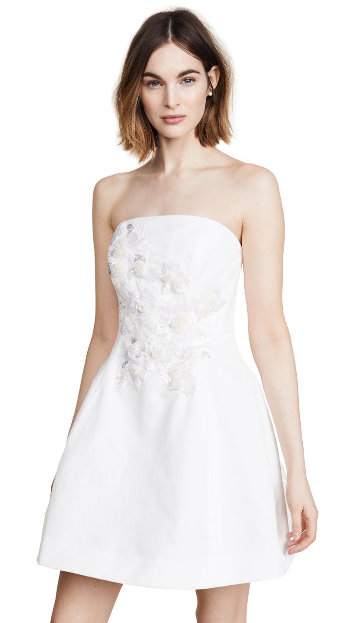 Marchesa Notte Beaded Applique Cocktail Dress