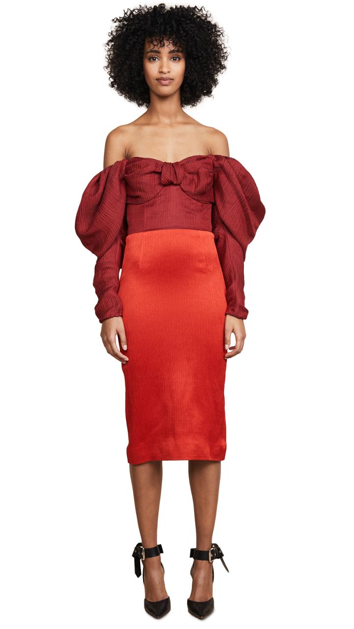 Hellessy Thelma Ots Dress With Bow Detail