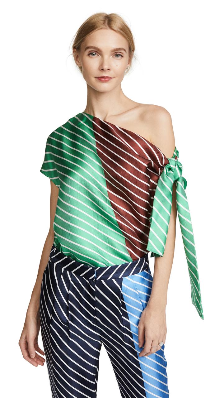 Tibi Asymmetrical Tie Top