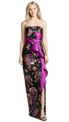 Marchesa Notte Strapless Sequin Peony Gown