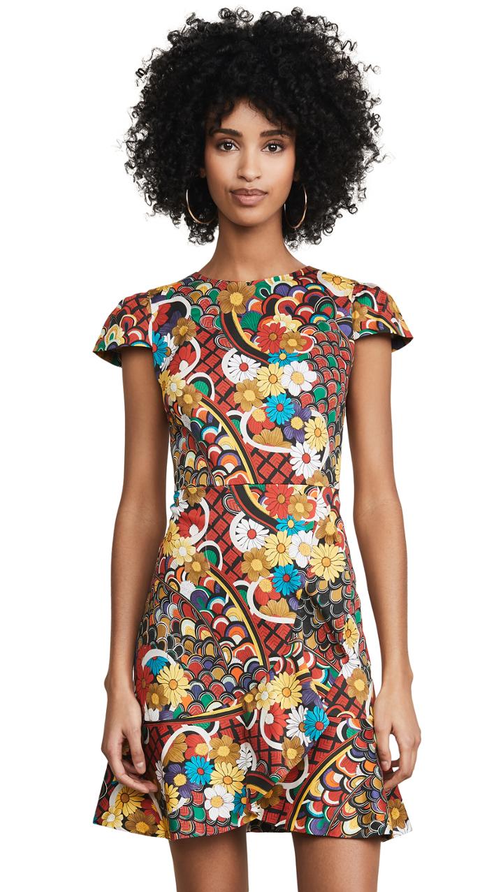 Alice Olivia Kirby Ruffle Short Sleeve Dress