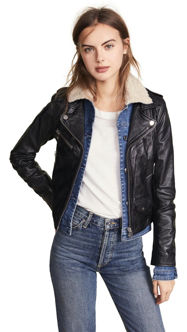 Doma Sherpa Denim Leather Jacket